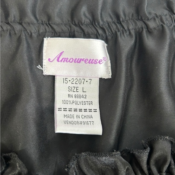 Amoureuse Nightgown Vintage Black Satin Croquette Whimsigoth Size Large Women’s - Picture 9 of 12